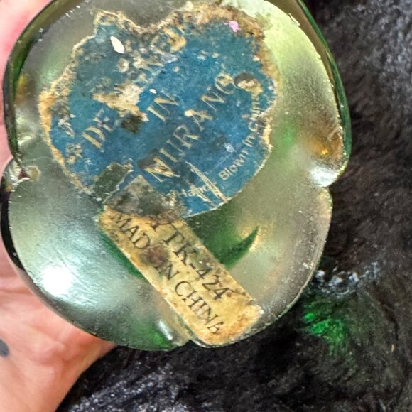 Vintage Glass Elephant Figurine10"  Green & Amber Art Glass Decor - Picture 10 of 11